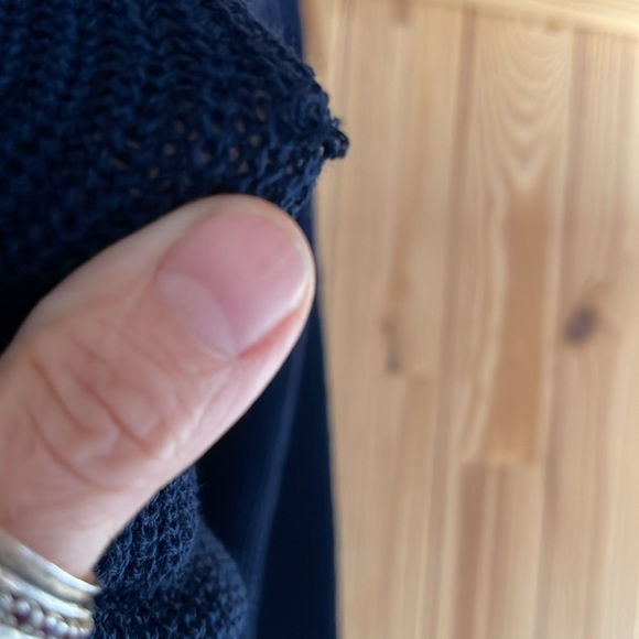 NEW VELVET BY GRAHAM & SPENCER KARLY NAVY REVERSIBLE COTTON CARDIGAN SWEATER S - Picture 5 of 8